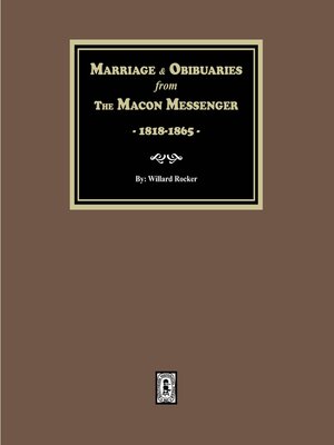 cover image of Marriages and Obituaries from the Macon Messenger, 1818-1865.